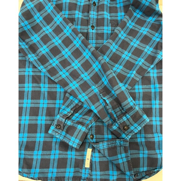 Lucky Brand Men's Blue Plaid Flannel Button Down Shirt 100% Cotton Size L - Picture 6 of 9